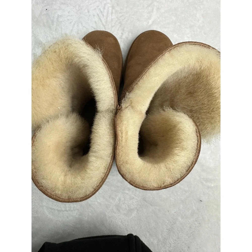 UGG Keely Chestnut Suede Sheepskin Mid Calf Boots‎ 1012362 Womens 8